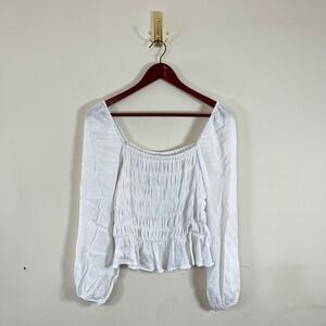 The Drop Long Sleeve Smocked Blouse Balloon Sleeves Ruffle Hem Womens Sm Bridal